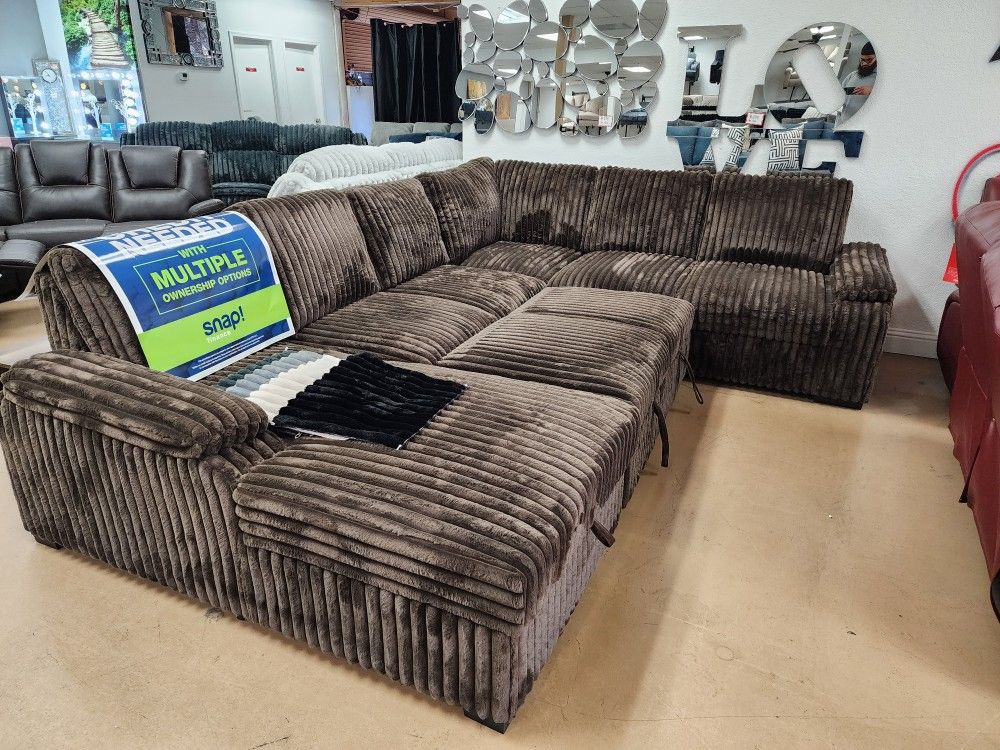 Sleeper Sectional With Storage Too. Super COMFY. 5 COLORS. IN STOCK NO WAIT