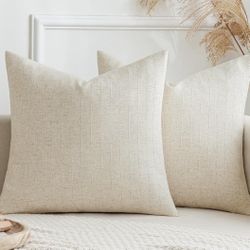 MIULEE Pack of 2 Beige Decorative Pillow Covers 18 x 18 Inch Soft Accent Farmhouse Couch Throw Pillows Cushion Covers Modern Home Decors for Sofa Livi
