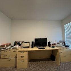 Ivory wood office furniture set 