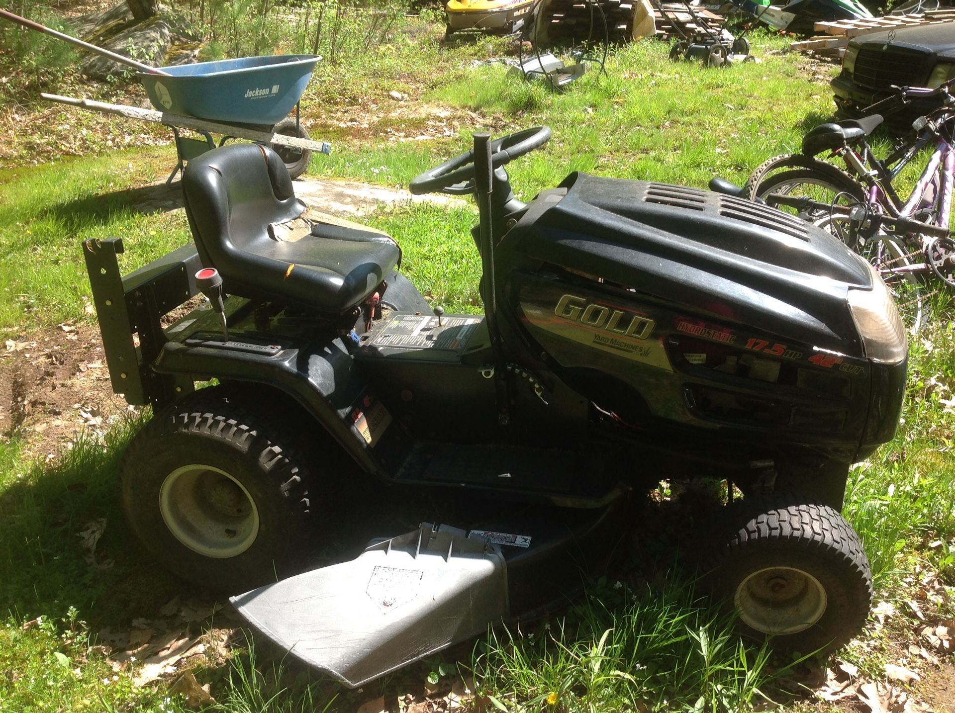 Yard Machine Gold 42" mower deck, lawn tractor. Engine is seized. for