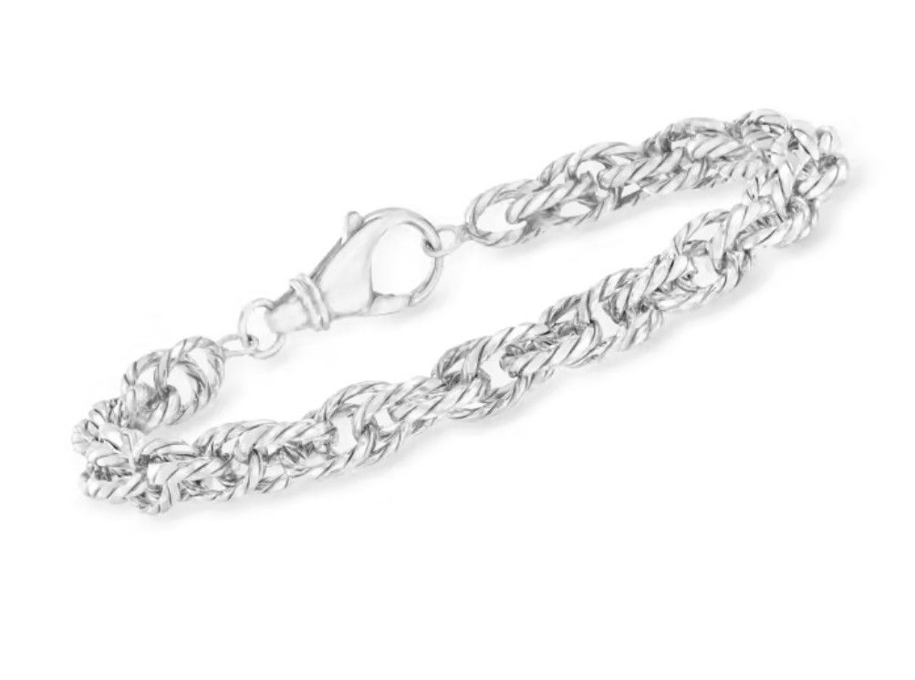 Ross-Simons Sterling Silver Textured Rope Bracelet 