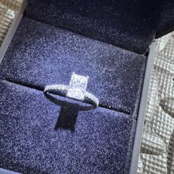 1ct Radiant Moissanite Sterling Silver s925 Engagement Ring, Pass Tester 