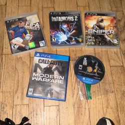 3 PS3 Games And 2 PS4 Games 