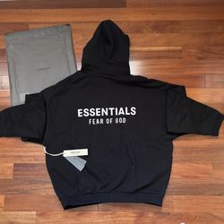 Black Fear of God Essentials Fleece Hoodie 