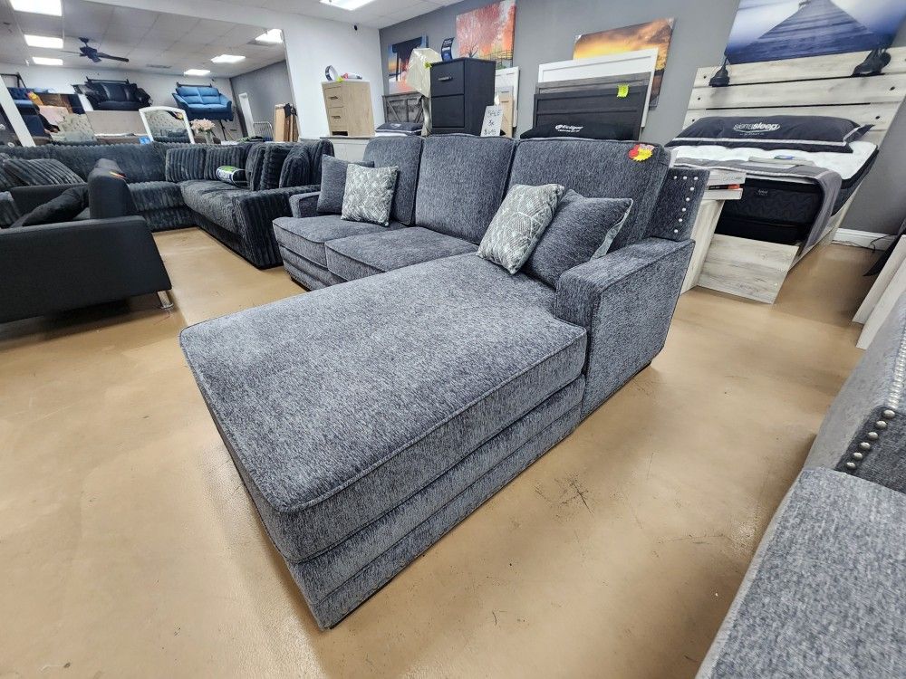 Dark Grey Sofa Chaise Sectional. New Years Special