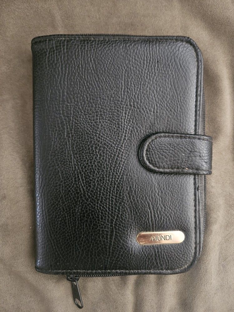 Mundi Black Leather Organizer Wallet