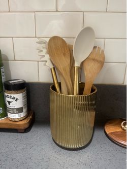 Gold utensil holder