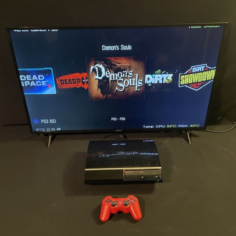 Ps3 Playstation 3 1TB Drive With Red Controller And Games