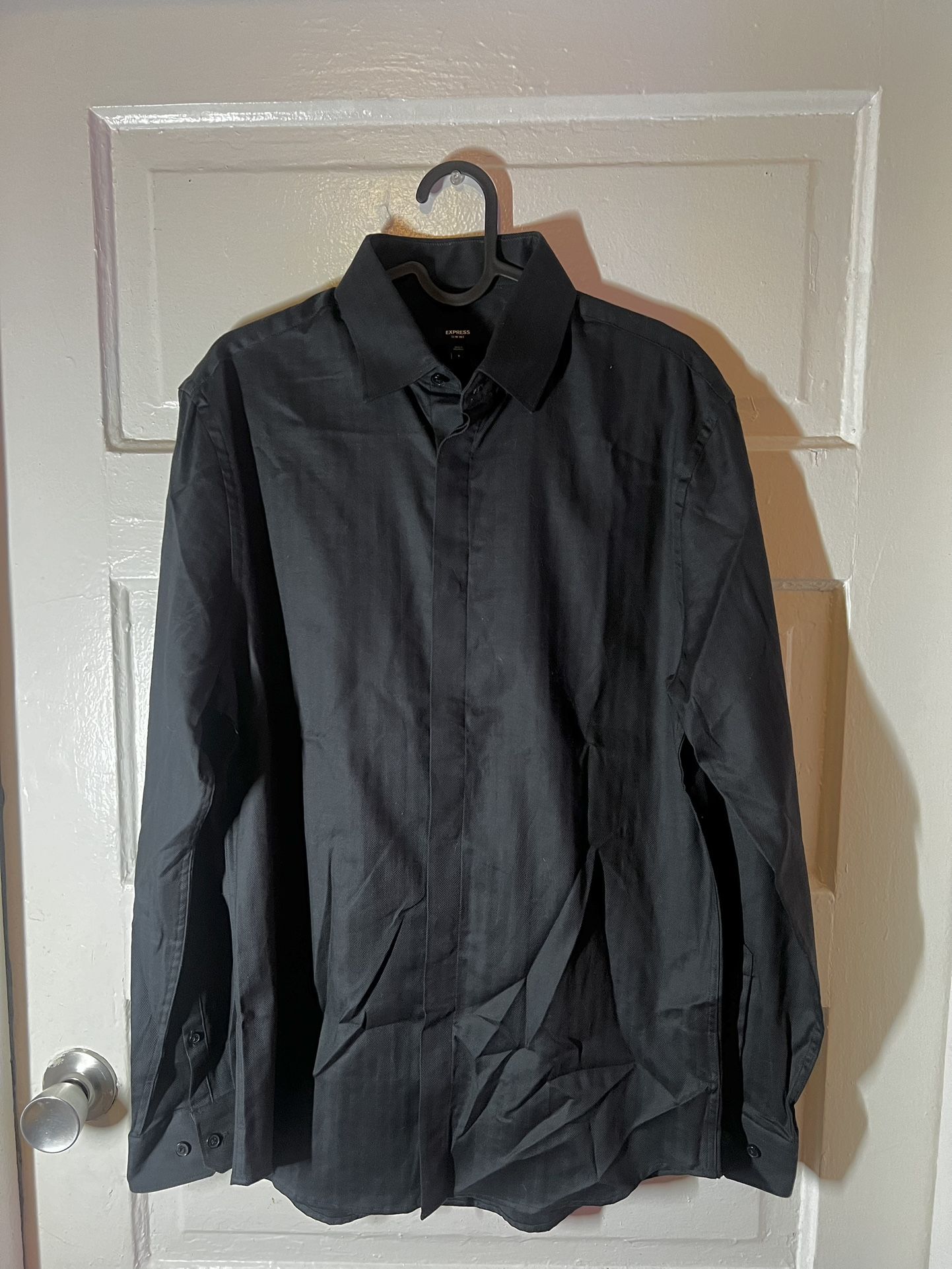 Express Dress Shirt Button Up (Black Texture)