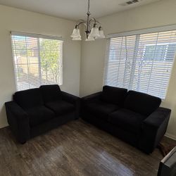 Black Couch Set – 2 Matching Sofas