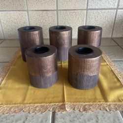Tea Light Candle Holders (5) Wood