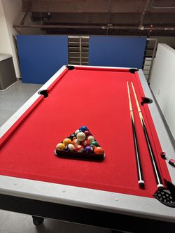 Pool Table (Red Felt) with Ping Pong top - Moving Sale!