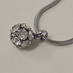 GIANNI VALENTINO Rhinestone Silver Tone Pendant Necklace