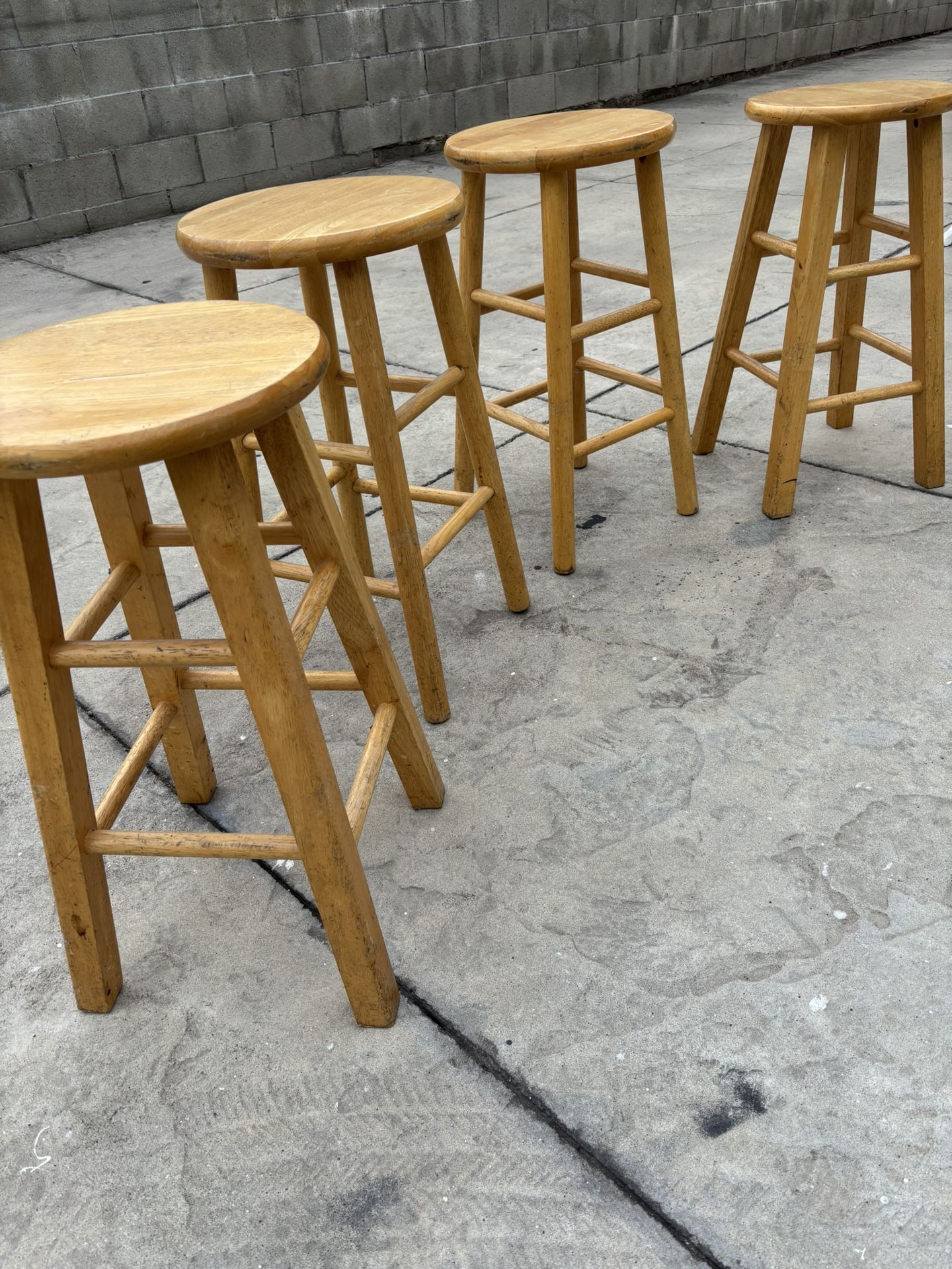 4 pc wooden bar stools height, 24 inch , altogether $45