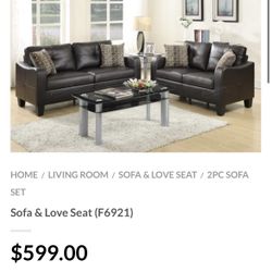 Brown Sofa And Love Seat Set 