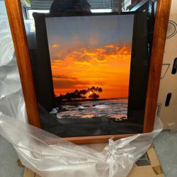 Peter Lik Photo  ' Named Kona Sunset' Beautiful Koa Wood Custom Frame 