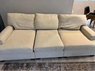 Beige Deep-Seat Sofa — Excellent Condition, Super Comfortable