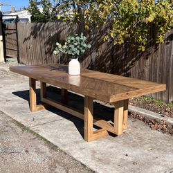 Custom built dining table solid wood Modern Rustic Farmhouse Restoration Hardware West Elm Pottery Barn Counter Height Bar Round Oval Square Bench 