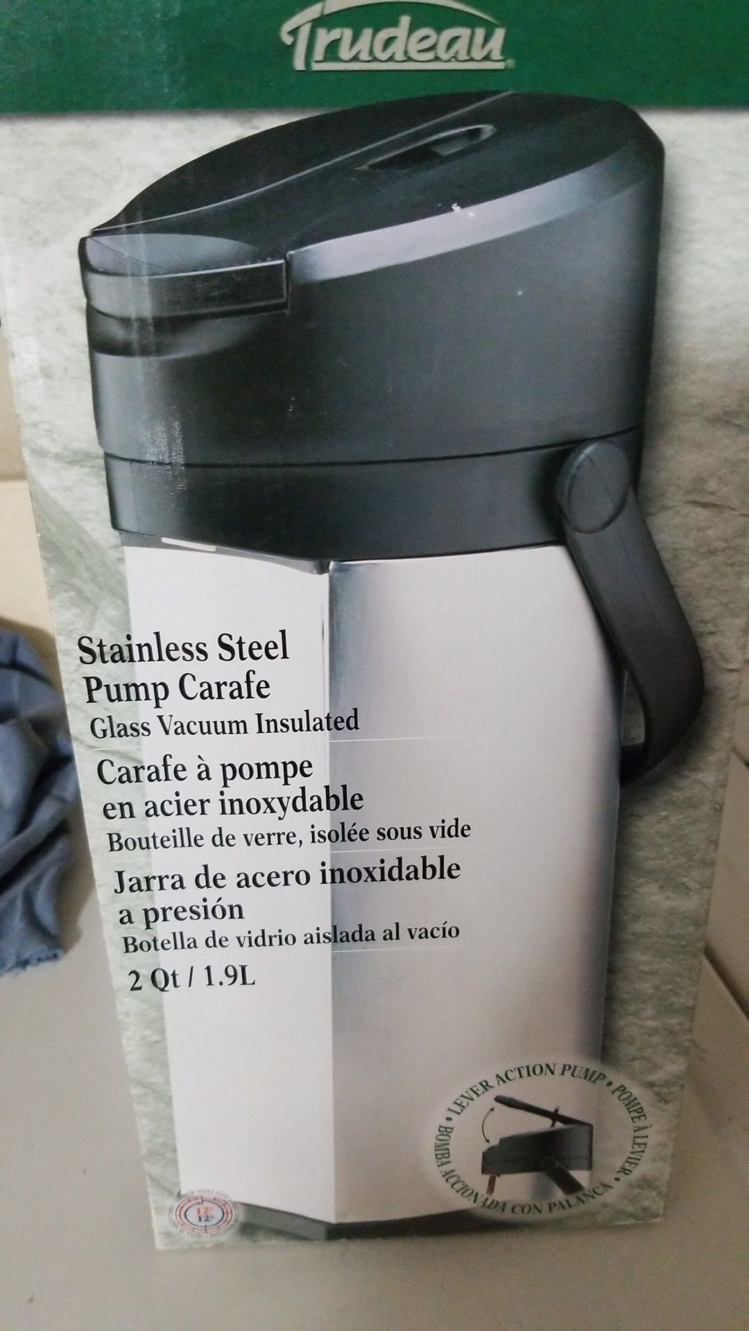 Trudeau Stainless Steel 2 Qt Pump Carafe