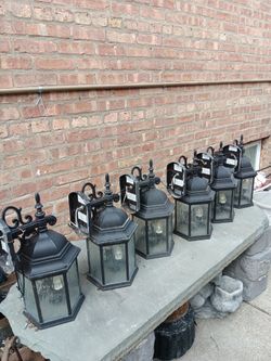 Set Of Six Pieces Aluminum Hampton Bay Porch Lights Outdoor  Lamp 