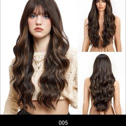 Brown dyed long wig