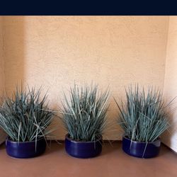 One Set of 3 Artificial Ceramic Potted Plants