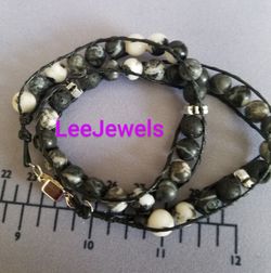 Double wrap men beaded bracelet