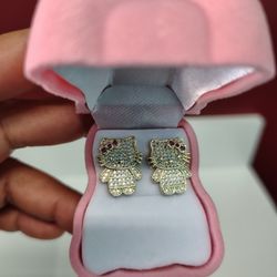Hello Kitty Earrings 14 K Gold Plated 