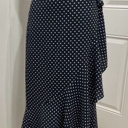 Max Studio Women’s Mid- Calf Wrap Curved Flounce Hem Skirt, Size S