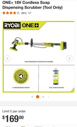 RYOBI ONE+ 18V Cordless Soap Dispensing Scrubber (Tool Only)