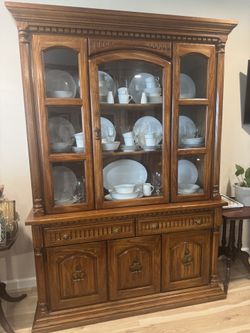 Solid Wood China Cabinet for Sale – Two-Piece Unit
