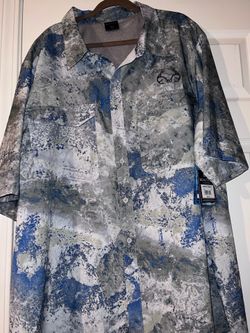 Realtree Short-Sleeve ventilated Camo Button-Up Shirt in Blue & Gray size 2XLT