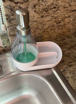 All In One Dish Soap Dispenser With Two Sponge Holders -7 1/2” T Attached Tray