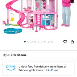 Barbie DreamHouse, Doll House Playset with 75+ Pieces Including Toy Furniture & 3-Story Pool Slide, Pet Elevator & Puppy Play Areas