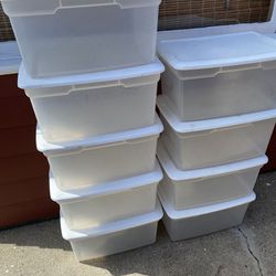 9 Clear Plastic Sterilite Containers Totes