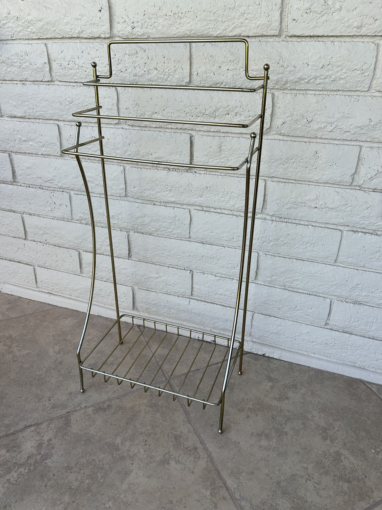 VTG MCM Gold Metal Towel/ Blanket Freestanding Rack