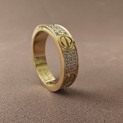 Love Ring ZC Stainless Steel 18k Yellow Gold Plated Unisex 