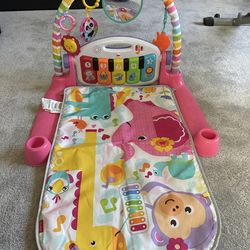 Fisherw-Price Glow and Grow Kick & Play Piano Gym Baby Playmat with Musical Learning Toy, Pink