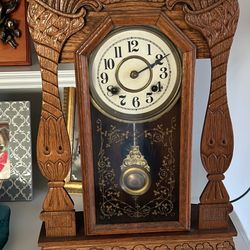 Antique Oak Mantle Clock