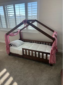 Handcrafted Solid Black Walnut House Bed | Twin Size