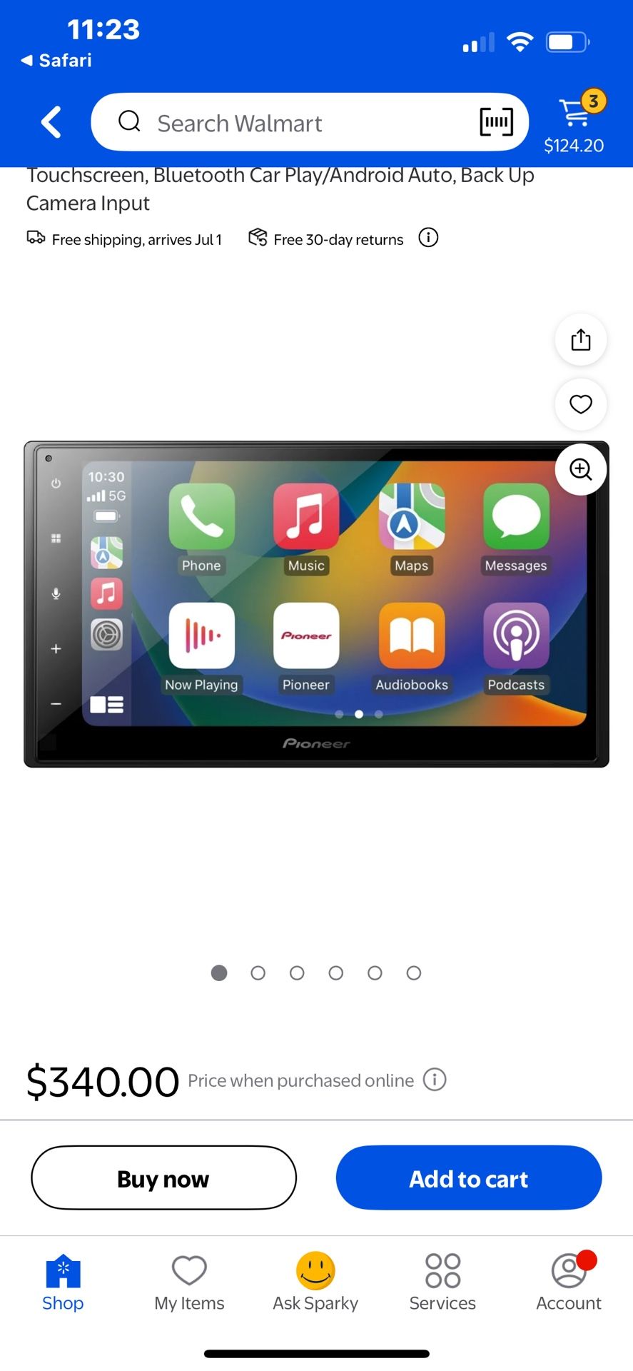 Pioneer DMH-260BT Car Stereo Head Unit, Double Din, 6.8" Touchscreen, Bluetooth Car Play/Android Auto, Back Up Camera Input