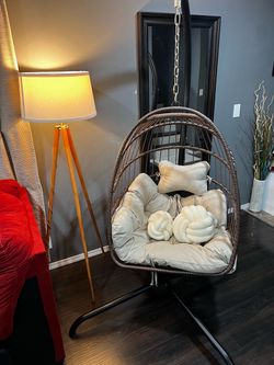 Wicker Hanging Egg Chair with Stand