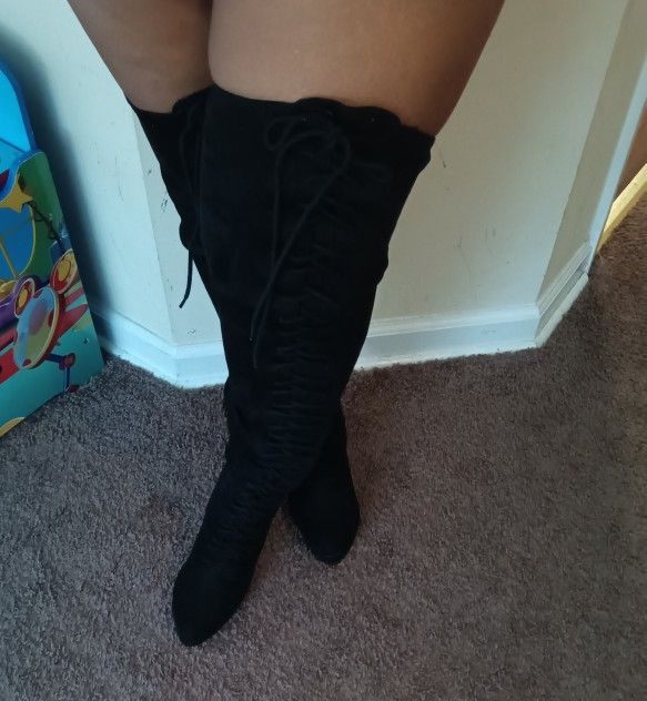 Thigh High Black Boots Size 8.5