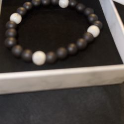 Black And White Men Beaded Bracelet