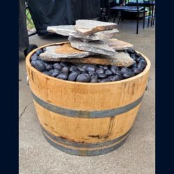 Fountain Made From a Wine Barrel & Beautiful Flagstone