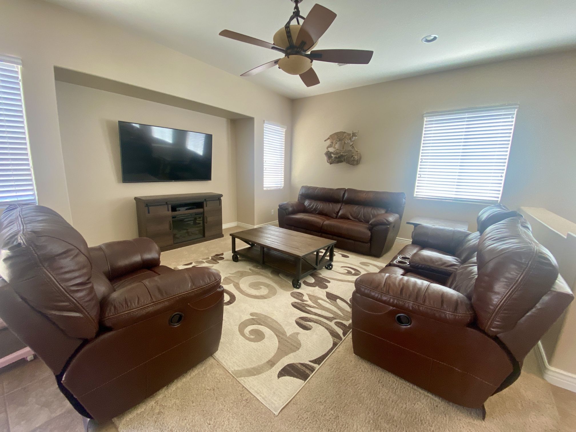 Leather Reclining 3 Piece Living Room Set