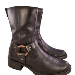 Timberland Woman Harness Boots Black Genuine Leather Sz 7m