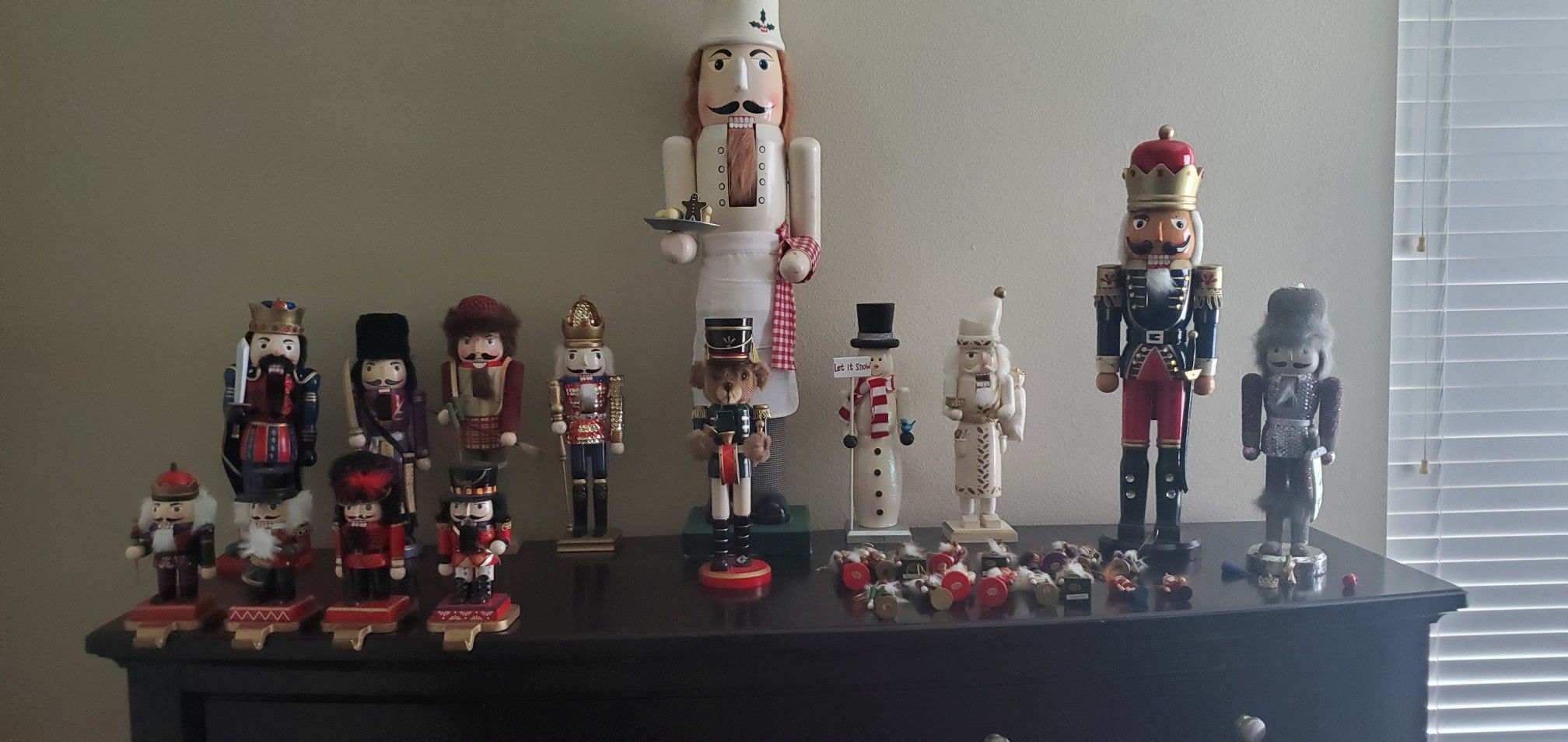 Nutcracker decorations, ornaments, stocking holder All-$70