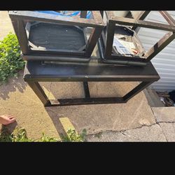Coffee Table With Glass Top And 2 Stools