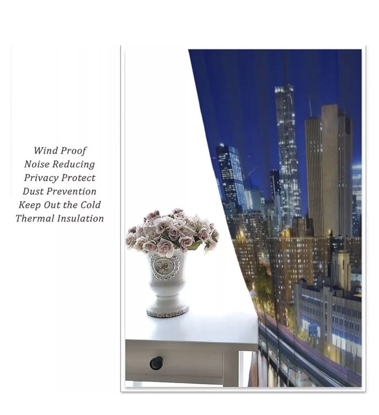 84”x84” City Curtains New York at Night Bridge Window Drapes 2 Panel Set